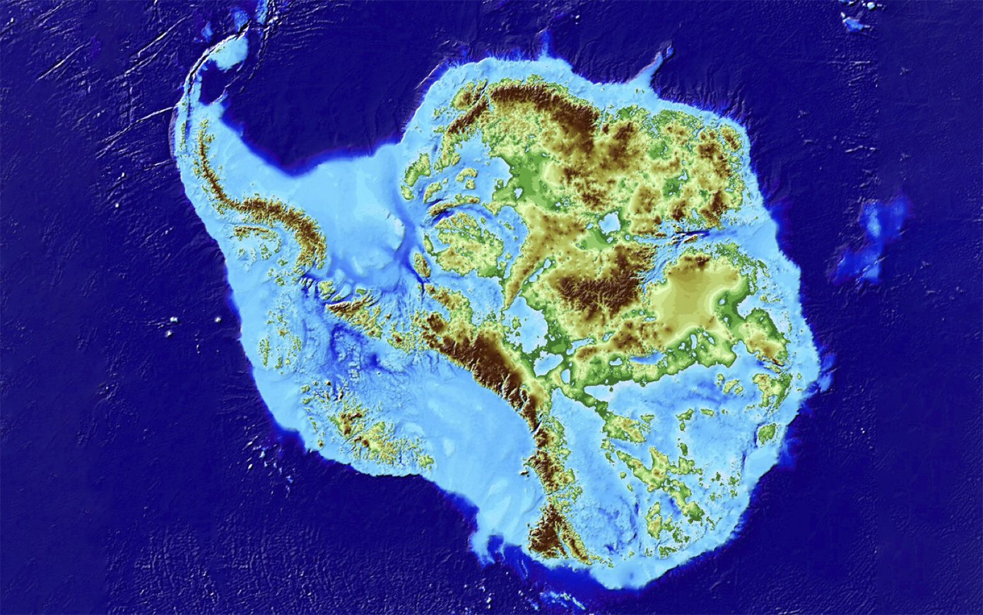 Карта подледного рельефа антарктиды