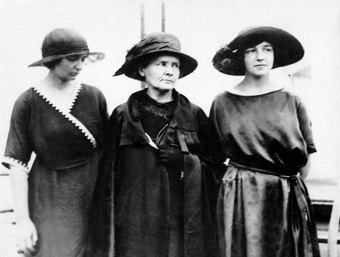 Мария Склодовская-Кюри с дочерьми Евой и Ирен, 1921 год